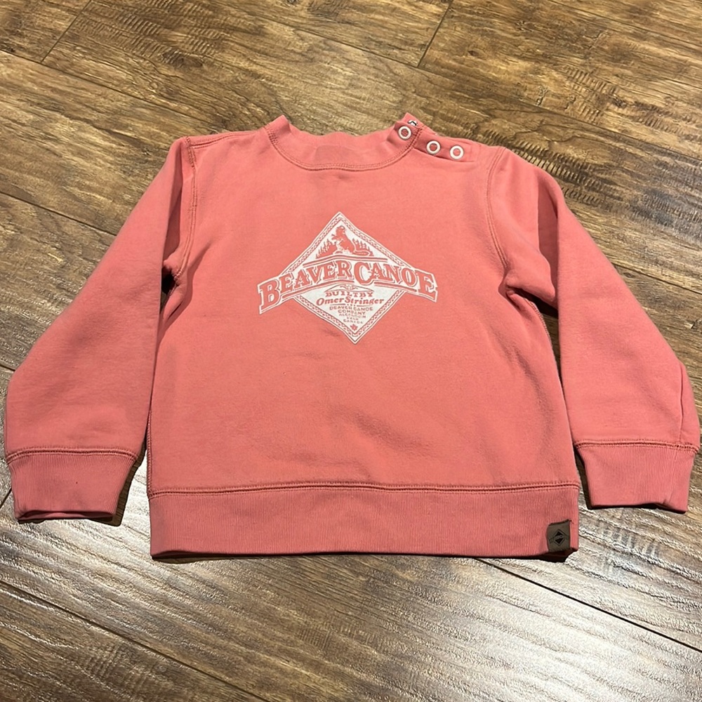 Beaver Canoe pink shoulder button crew neck sweater